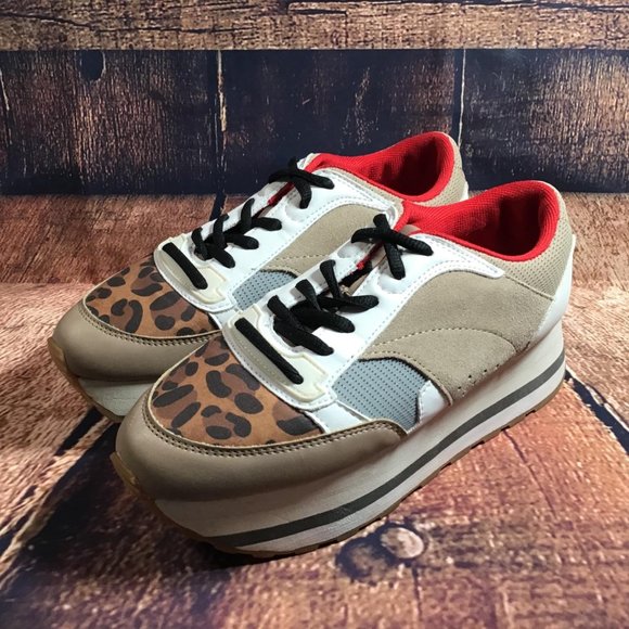 Zara Size EU 37 Multicolor Leopard Print Platform